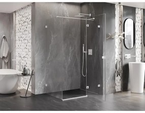 Mexen Lunar T, výklopný sprchový kút pravý 120 x 100 cm, 8mm číre sklo, biely profil, 834T-120-100-20-00-P