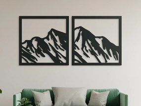drevko 2-dielny obraz Hory Rozmer obrazu: 31,5 x 65 cm, Farba dekorácie: Čierna
