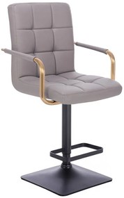 LuxuryForm DESIGN Barová stolička VERONA GOLD na čiernej hranatej základni - šedá