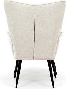 Relaxačné kreslo ušiak s taburetom ROYAL II — kov, látka, krémová