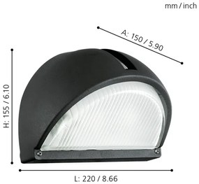 EGLO 89767 - Vonkajšie nástenné svietidlo ONJA 1xE27/60W čierna IP44