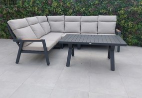 Hliníkový rohový nábytok BURY antracit + svetlé podušky