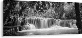 Obraz - Čiernobiely vodopád (120x50 cm)