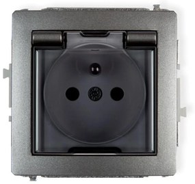 Zásuvka s krytom odolná voči striekajúcej vode grafit D DGPB-1Z