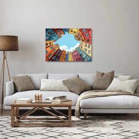 Sklenený obraz - Medzi domami (70x50 cm)