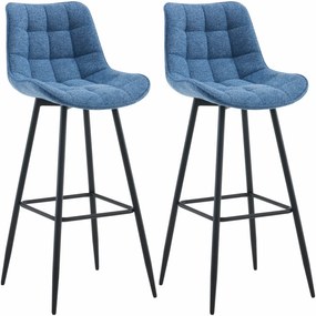 2x Barová stolička Dartford - látka - Modrá