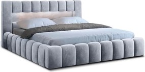 Svetlosivá čalúnená dvojlôžková posteľ s úložným priestorom s roštom 180x200 cm Lamica – ELTAP