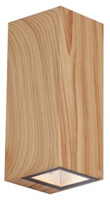 Škandinávske nástenné svietidlo drevo 2-svetlá GU10 70mm IP54 - Baleno