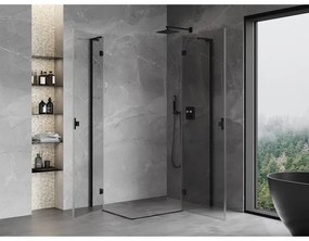 Mexen Mist-H L Duo, 2-krídlový sprchový kút 80 x 95 cm, číre sklo, čierny profil, 8A5L-080L-095P-70-00