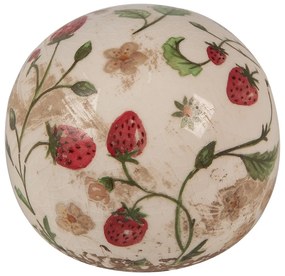 Béžová antik dekorácia gule s jahôdkami Wild Strawberries - Ø 10*10 cm