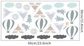 Samolepka na stenu "Teepee a obláčiky" 8 - 9 cm