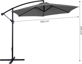 Záhradný slnečník PADDLES s bočnou nohou 300 cm sivý