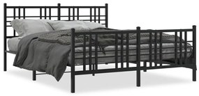 Kovový rám postele s čelom a podnožkou čierny 150x200 cm 376344