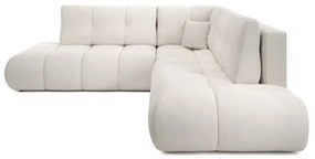 Rozkladacia rohová čalúnená sedacia súprava ALMADA do tvaru L s úložným priestorom, pravá, béžová