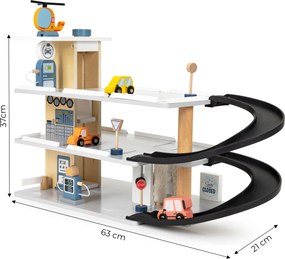 Veľká drevená garáž s výťahom + umývačka áut s vrtuľníkom ECOTOYS