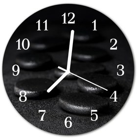 Sklenené hodiny okrúhle Zenovej kamene fi 30 cm