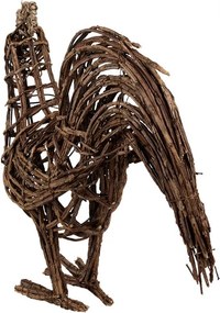 Hnedá prútená dekorácia kohút - 34*15*39 cm