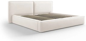 Béžová čalúnená dvojlôžková posteľ s úložným priestorom a roštom 140x200 cm Arendal – Cosmopolitan Design