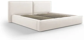 Béžová čalúnená dvojlôžková posteľ s úložným priestorom a roštom 200x200 cm Arendal – Cosmopolitan Design