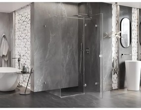 Mexen Lunar T, pravostranný výklopný sprchový kút 125 x 90 cm, 8mm číre sklo, chrómový profil, 834T-125-090-01-00-P