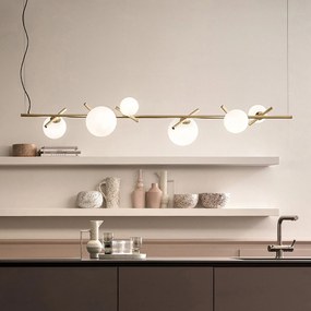 Toolight Toolight, stropné svietidlo 145cm 6xG9 APP1664-6CP, zlatá-biela, OSW-05705