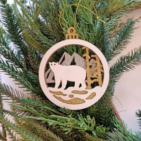 DECOLED Ozdoba, medveď, 8,5 cm, drevená