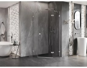 Mexen Lunar, výklopný päťuholníkový sprchový kút pravý 90 x 90 cm, 8mm číre sklo, chrómový profil, 831-090P-090L-01-00-P