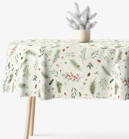 Goldea vianočný oválny teflónový obrus - zimné vetvičky 120 x 200 cm
