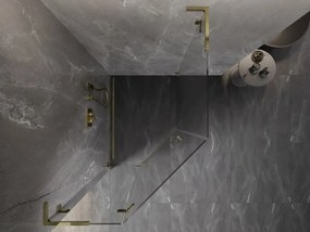Mexen Lunar, L päťuholníkový sprchový kút naklápací doľava 80 x 100 cm, 8mm číre sklo, zlatý profil, 831L-080L-100P-50-00-L
