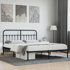 Kovový rám postele s čelom čierny 160x200 cm 352581