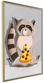 Artgeist Plagát - Gourmand Raccoon [Poster] Veľkosť: 20x30, Verzia: Čierny rám s passe-partout