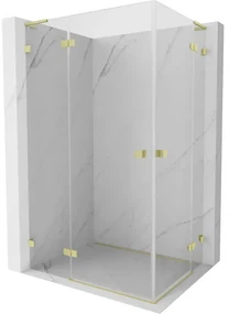 Mexen Lunar, L Duo výklopný sprchový kút 115 x 80 cm, 8mm číre sklo, zlatý matný profil, 834L-115L-080P-55-00