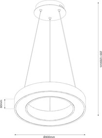 Závesné LED svietidlo Union, 1x LED 40w, 3000-6000k, g