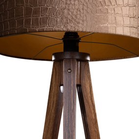Stojacia lampa na trojnožke z orechového dreva s plyšovým tienidlom krokodíl 50 cm - Tripod Classic