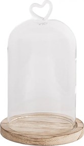 Drevený podnos so skleneným poklopom so srdiečkom - Ø 12*19 cm