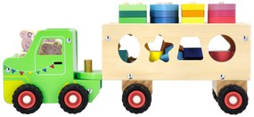 Drevené nákladné auto s prívesom Prasiatko Peppa (auto s drevenými tvarmi)  (100395658)