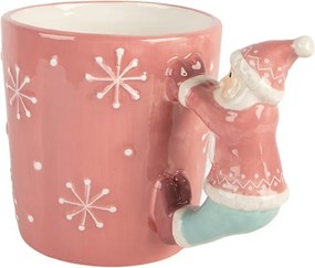 Ružový keramický hrnček Santa Claus - 15 * 10 * 11 cm / 400 ml