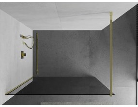Mexen Kioto sprchová zástena 130x200 cm 8 mm, zlatý profil, šedé sklo, 800-130-101-50-40