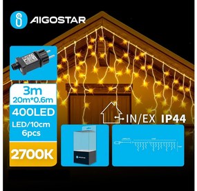 Aigostar B.V. Aigostar - LED Vonkajšia vianočná reťaz 400xLED/8 funkcií 23x0,6m IP44 teplá biela AI0494