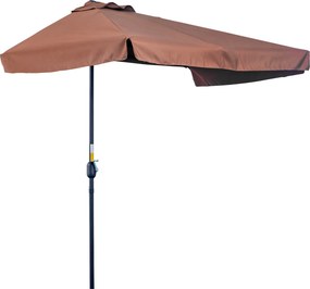 Outsunny Polovičný Umbrella - Balkónový Parasol 5 Kovových Stojanov 2,3 x 1,3 x 2,49 m Vysokohustotný Polyester Čokoládový | Aosom