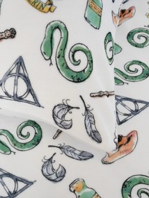 Obliečky mikroplyš Harry Potter - Slizolin biele 140 × 200 cm, 70 x 90 cm