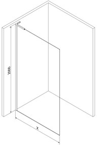 Mexen Kioto L, sprchová zástena Walk-In 70 x 200 cm, 8mm číre sklo čierny vzor, medený matný profil, 800-070-103-65-77