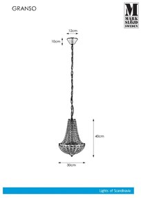 Markslöjd 107550 - Krištáľový kúpeľňový luster na reťazi GRÄNSÖ 2xG9/20W/230V