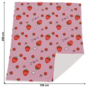 Obojstranná baránková deka Midas Typ 1 150x200 cm - ružová / vzor jahody