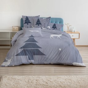 Flanelové obliečky Homa CHRISTMAS GREY ROMANCE 140x200 cm