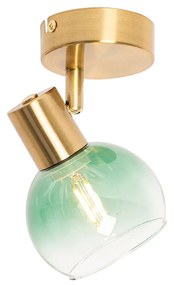 Art Deco bodové svetlo zlaté so zeleným sklom - Vidro