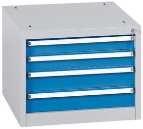 Závesný dielenský box na náradie k pracovným stolom do dielne WL/BL, 4 zásuvky, 565 x 580 x 450 mm
