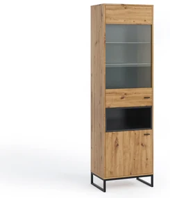 Vitrína Oliver WIT60 (dub artisan + čierna matná). Akcia -20%. Vlastná spoľahlivá doprava až k Vám domov. 1051800