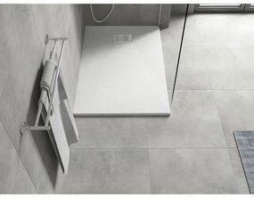 Mexen Hugo, obdĺžniková sprchová vanička SMC 110 x 70 cm, biela, oceľová krytka, 42107011-X
