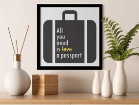 Rámovaný obraz Cestovný kufor s textom, 30x30 cm%